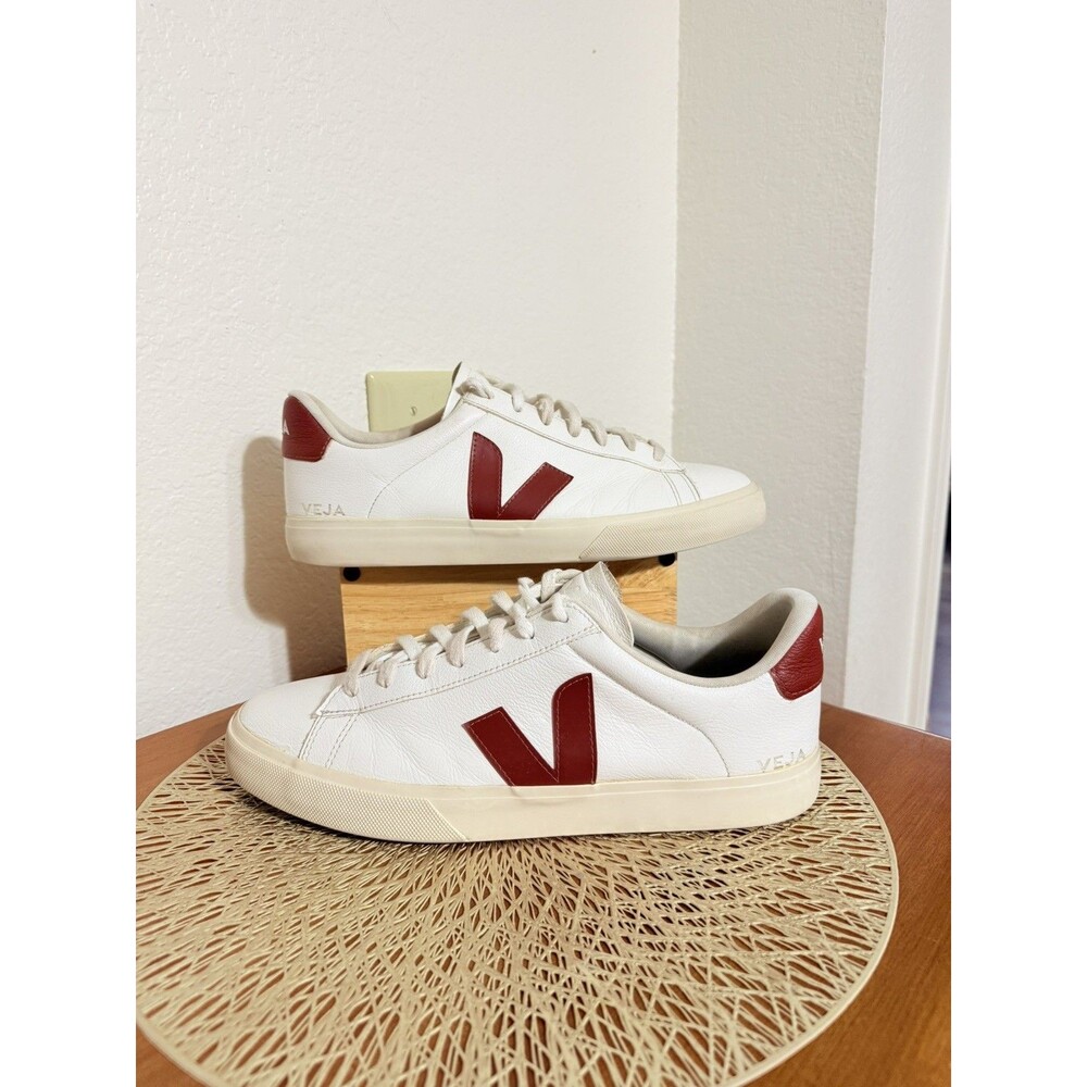Veja Campo Leather Sneakers White Marsala Red Low Top Casual Shoes Size 12 Men’s